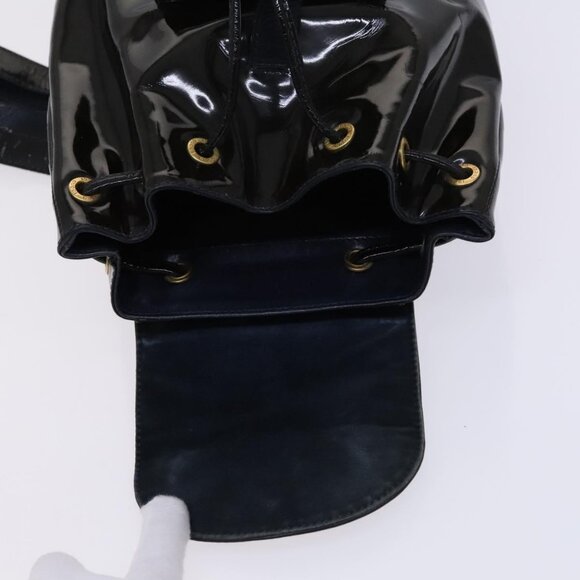 GUCCI Bamboo Backpack Enamel Black Gold Auth bs23155 - Picture 12 of 15